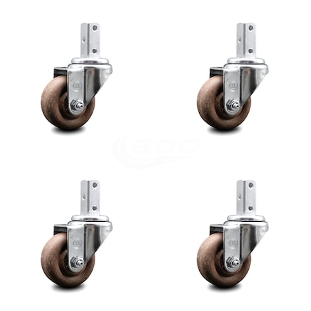 Service Caster 3.5 Inch High Temp Glass Filled Nylon Swivel 3/4 Inch Square Stem Caster Set SCC SCC-SQ20S3514-GFNSHT-34-4